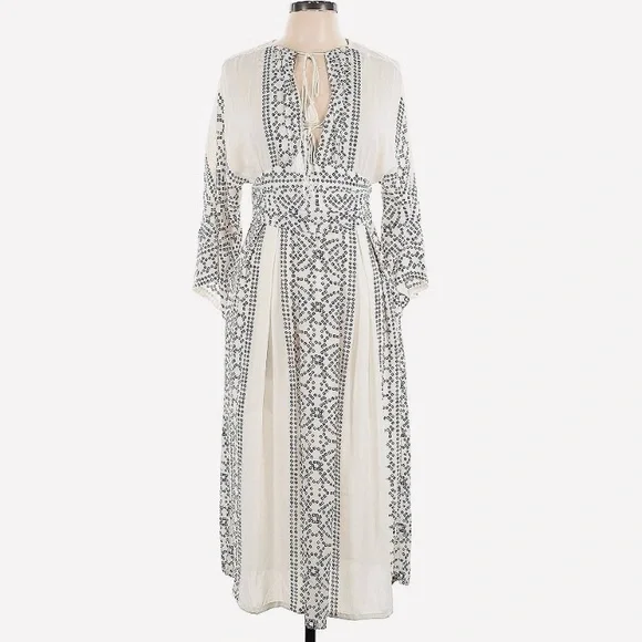 NWT Free People Kimono Maxi Dress in Pearl and Brown - Picture 9 of 16